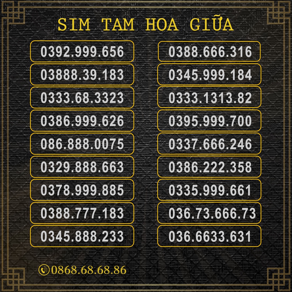 Sim Số Đẹp Tam Hoa Giữa , Sim Viettel Trả Trước, Hỗ Trợ Đăng Ký Chính Chủ