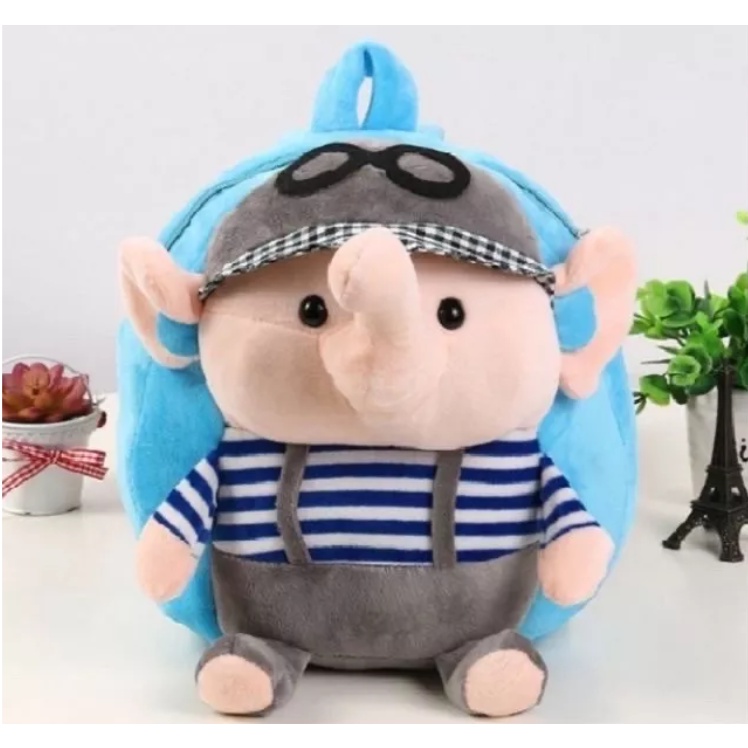 Balo Thú Bông Hình Voi Cho Bé Đi Học Mầm Non size 25cm BALO-577