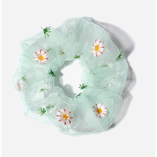 Dây buộc tóc, cột tóc scrunchie hoa cúc trong suốt