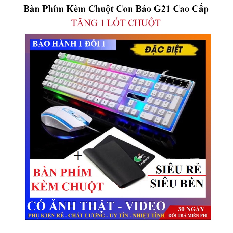 Bộ Bàn Phím Gaming có dây Kèm Chuột Máy Tính Có LED 7 Đẹp Màu Ấn Tượng dùng Cho PC, laptop