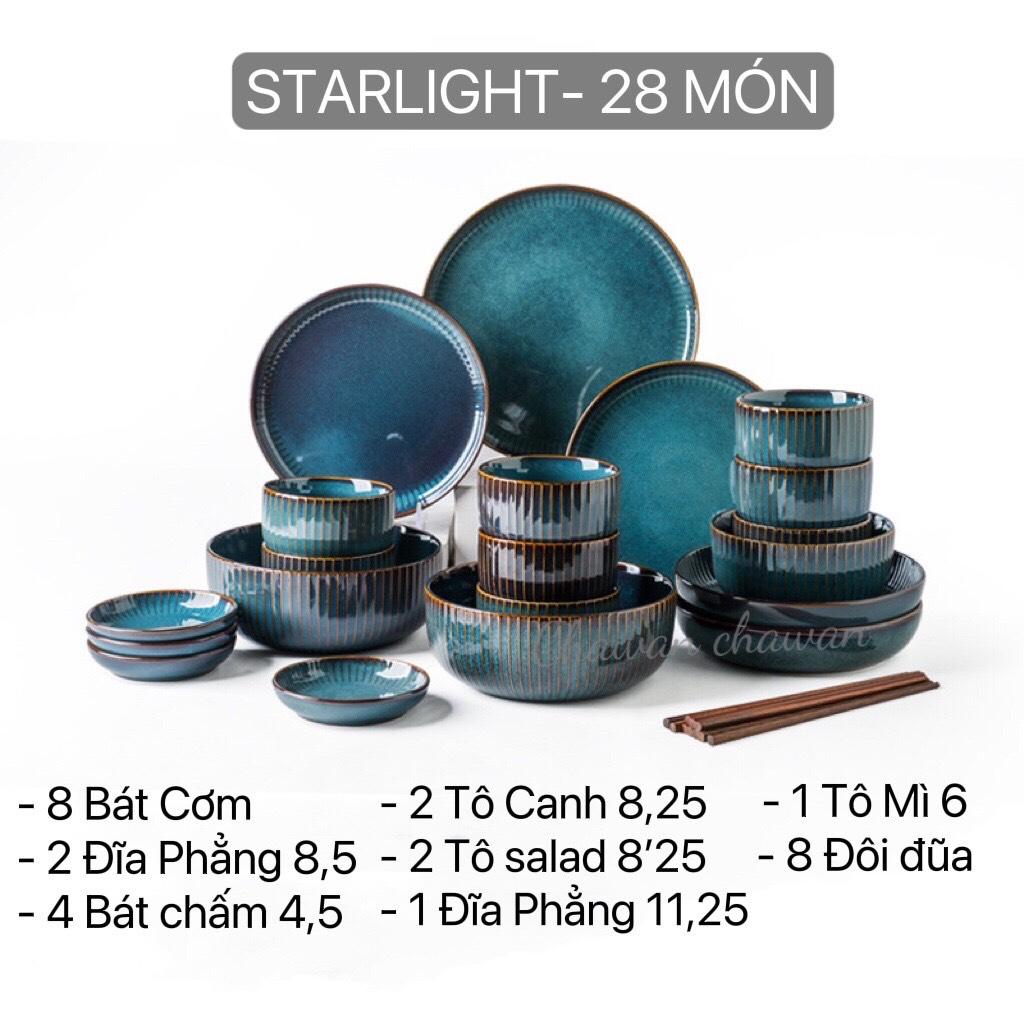 Set bát sứ cao cấp hỏa biến xanh ngọc Starlight thương hiệu IJARL phong cách Bắc Âu- S26 CÓ HỘP QUÀ