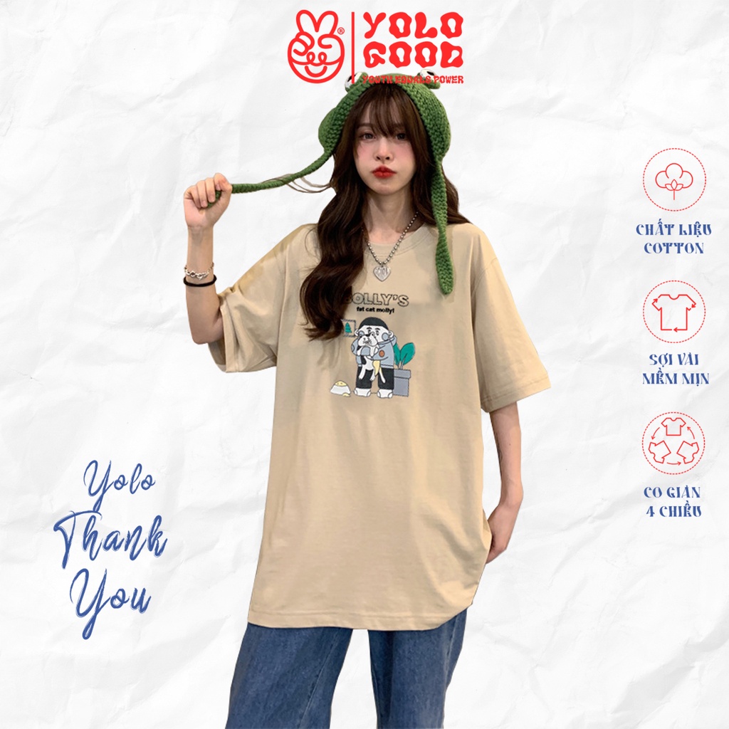 Áo Thun Cotton Unisex Form Rộng Tay Lỡ Oversize BOLLY'S