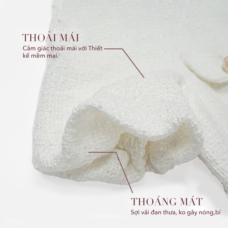 Váy đầm trắng Tweet Liner tay bồng tiểu thư Souris By G