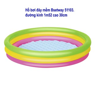 hồ bơi bể bơi phao cầu vồng 3 tầng 152x30cm đáy mềm Bestway 51103
