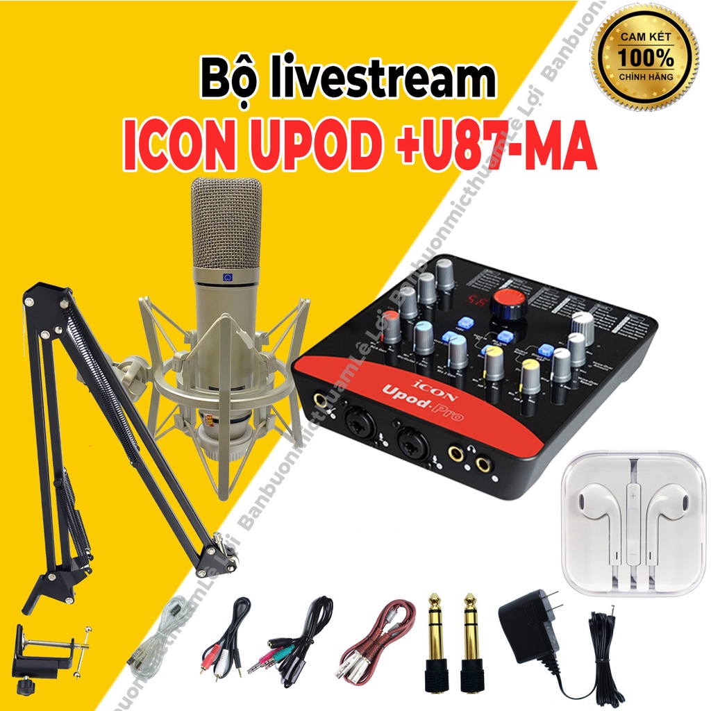 Mic Thu Âm Micro Livestream Trọn Bộ Soundcard ICON UPOD PRO & Mic U87 ⚡BH 1 NĂM⚡ Thu Âm Điện Thoại