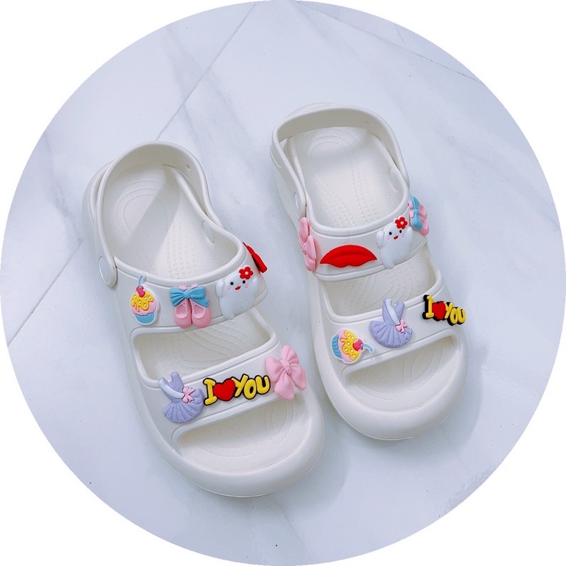 Dép sandal học sinh hai quai stiker đế xốp siêu nhẹ siêu bền