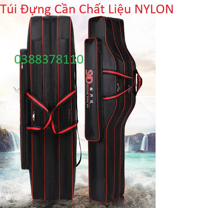 Túi Đựng Cần Câu Cá Chất Liệu NYLON Màu Đen Đỏ Cao Cấp