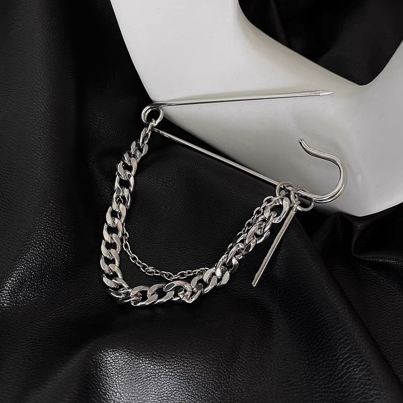 Ghim cài áo bản to xích rơi cá tính Ghim trang trí quần áo dành cho nam nữ