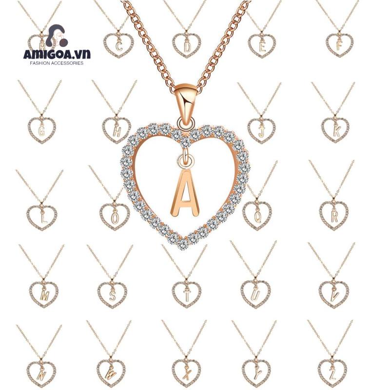 Vòng cổ Mặt 26 Chữ Cái Đính Đá Đơn Giản Thời Trang