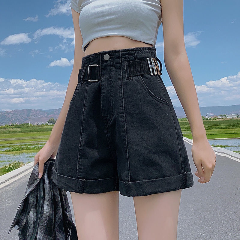 Quần Short Denim Siêu Mỏng Lưng Cao Mùa Hè Ống Rộng Chữ A Đường Ống Rộng Cho Nữ Hàng Mới 2022