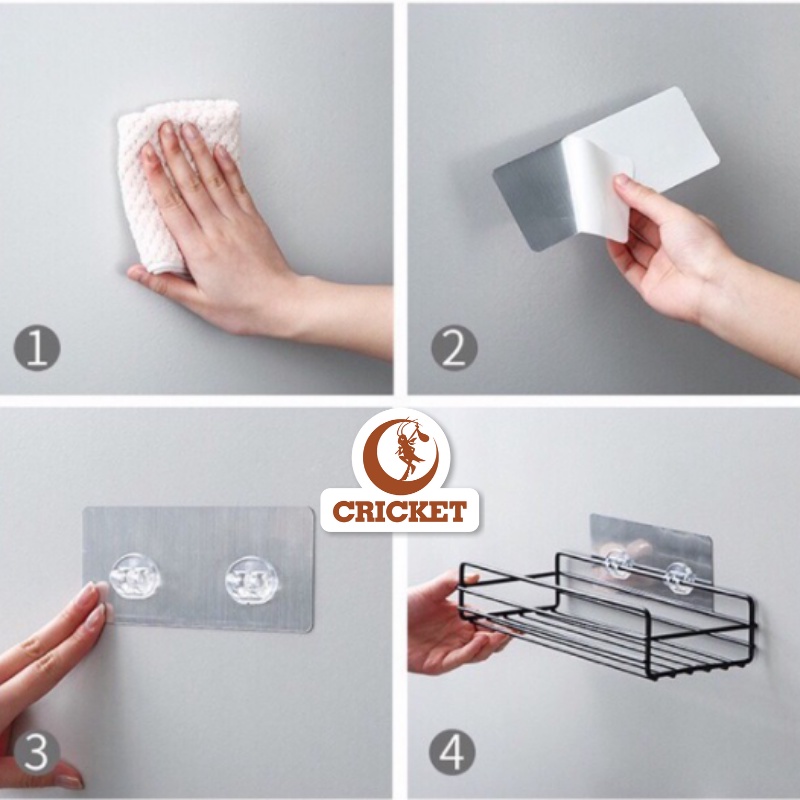 Kệ hình chữ nhật dán tường sơn tĩnh điện màu đen nhỏ gọn, tiện lợi, tiết kiệm không gian, chống gỉ sét