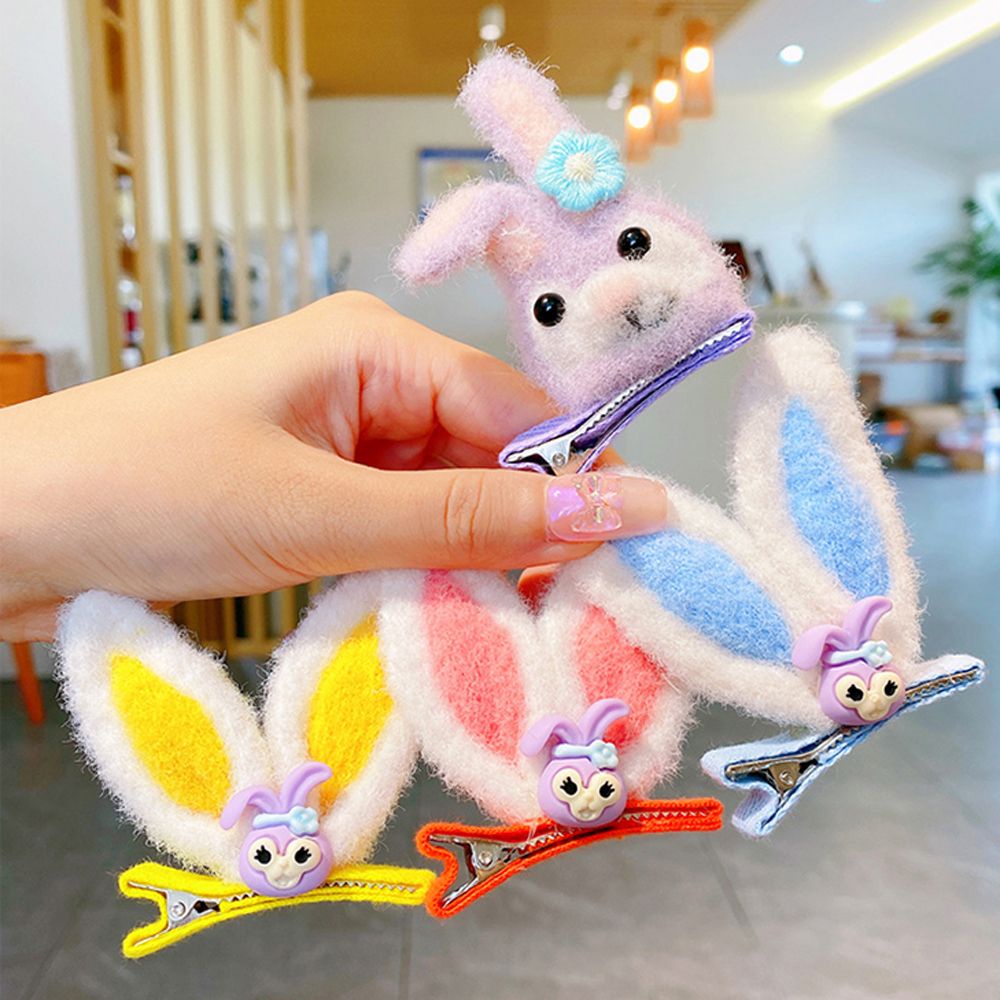Kẹp tóc hình tai thỏ bằng vải bông dễ thương dành cho bé gái