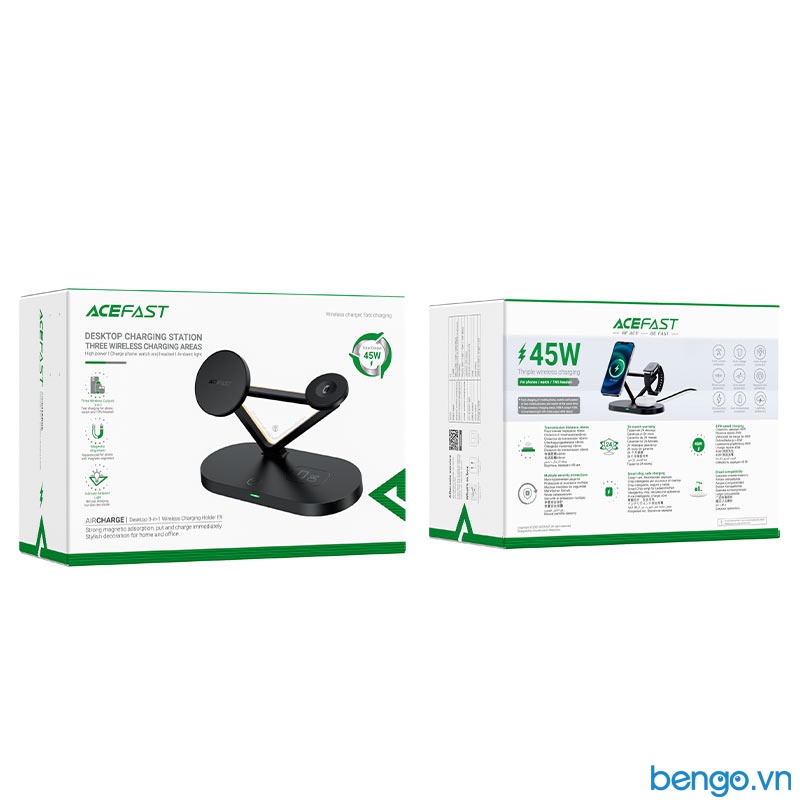 Sạc Không Dây Kiêm Giá Đỡ 3 In 1 45W ACEFAST - E9