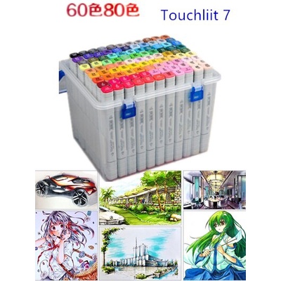 Bút Marker Touchliit đời 7 Túi vải 30/40/60/80 Màu Chuyên Nghiệp Touch liit 7 màu dạ hai đầu chính hãng