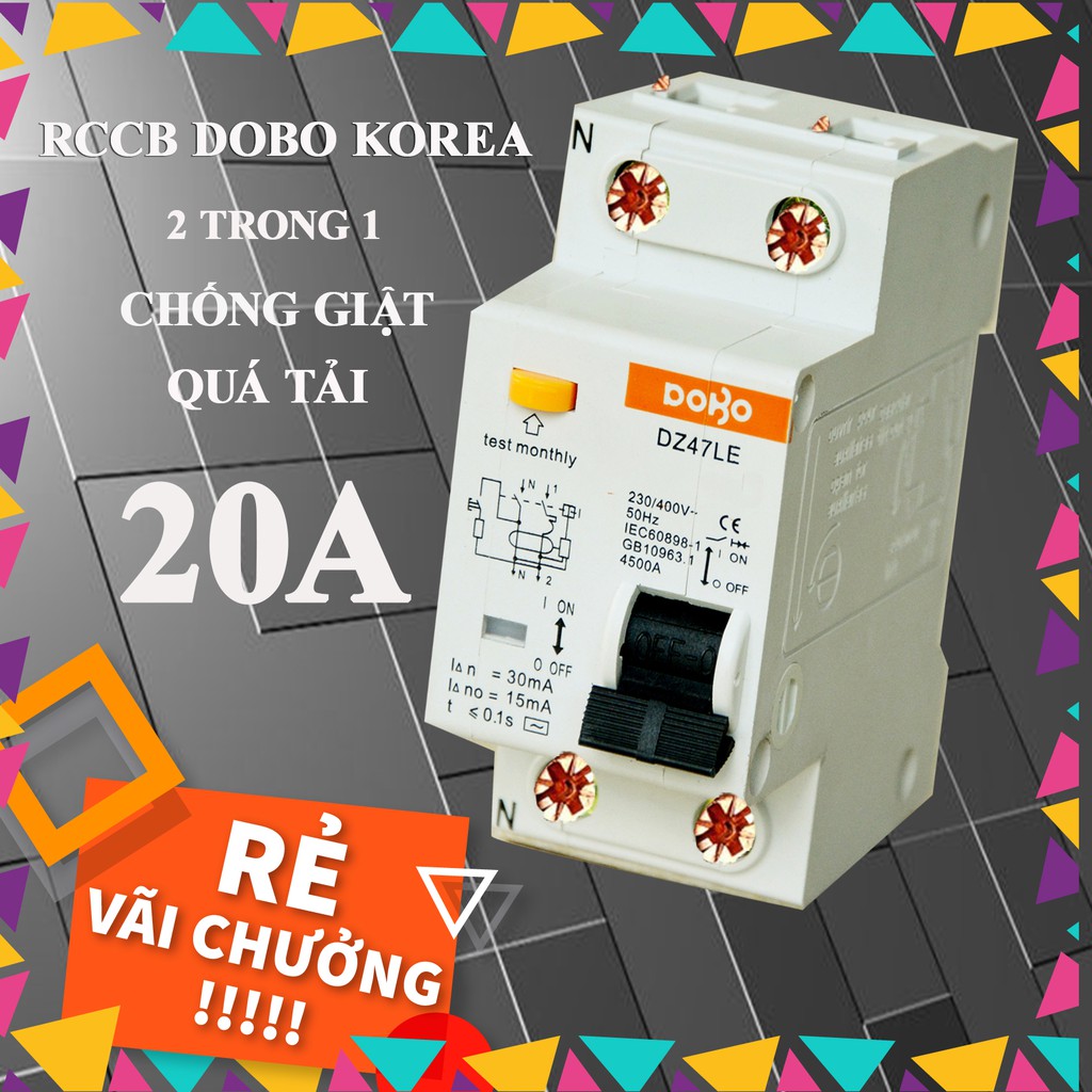 Cầu dao Chống Giật 2P 16A - 20A - 25A 30mA RCCB DOBO KOREA đa năng - siêu nhạy - test giật trực tiếp