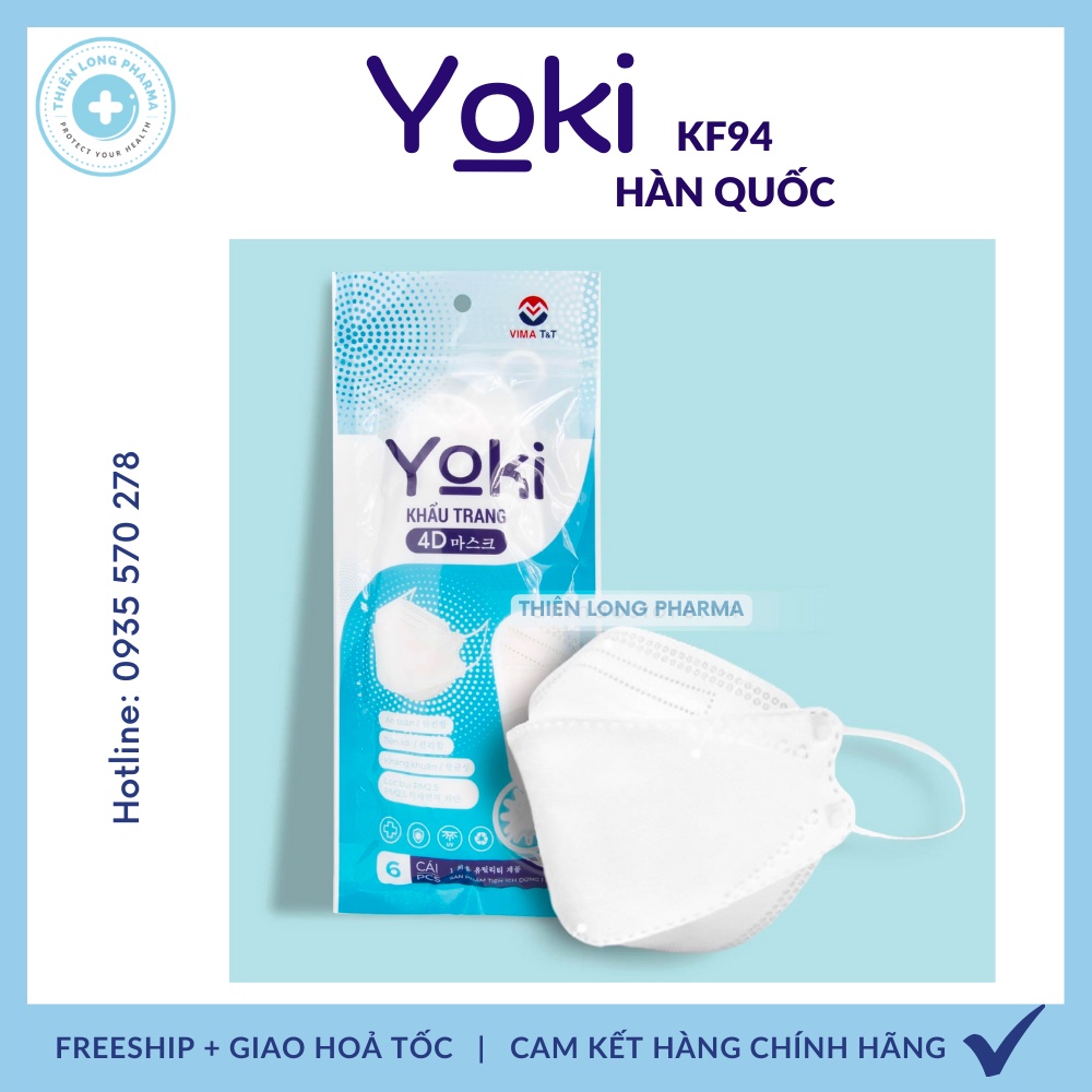 Khẩu Trang KF94 4D Yoki [ Túi 10Cái] 4 Lớp Kháng Khuẩn Chống Bụi Mịn Hàng Công Ty
