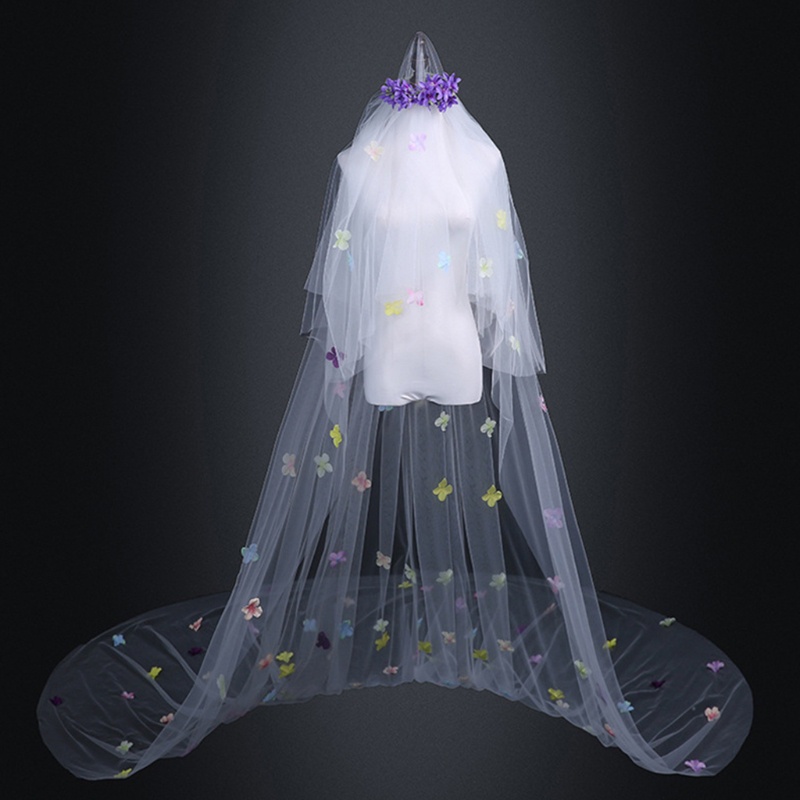 Mạng Che Mặt Vải Tuyn 1 Lớp Không Cắt 4 Màu Sắc Dành Cho Cô Dâu