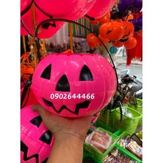 <HCM> Halloween - Giỏ Kẹo 25cm Hình Bí Ngô Nhiều Màu Sắc Vui Vẻ
