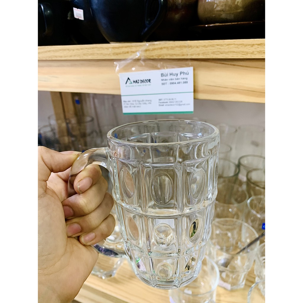 SALE HÀNG Thái Lan chính hãng Bộ 6 Cốc Ly Uống Bia Mãng Cầu Mắt Na Thủy Tinh Thái Lan - 410ml - UG 316