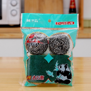 Túi Bọt Biển Và 2 Miếng Bùi Nhùi Rửa Bát, Cọ Bếp, Xoong, Nồi, Chảo