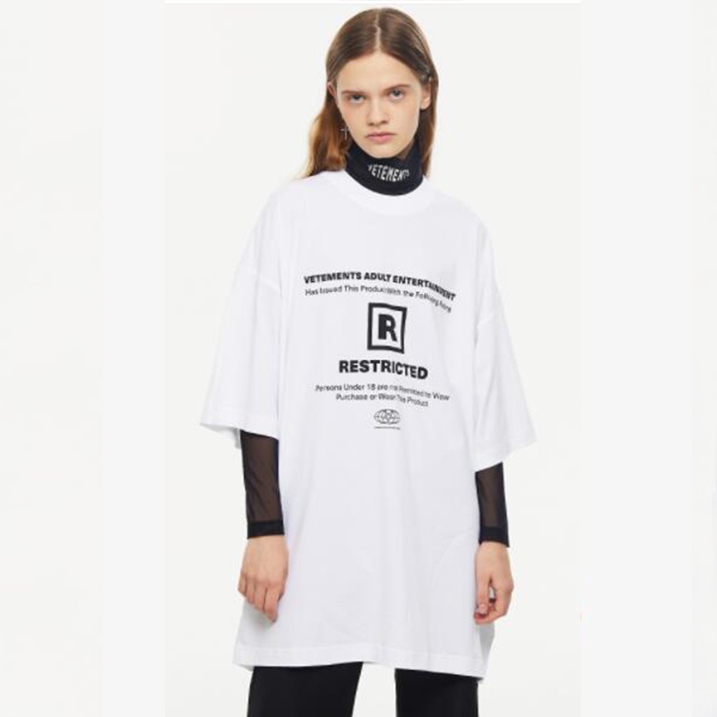VETEMENTS 2022SS Simple letter pentagram LOGO print loose trend couple short-sleeved T-shirt
