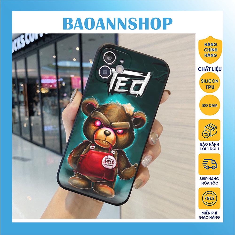 Ốp lưng iphone hình gấu kinh dị hoạt hình G42 dẻo cạnh vuông bảo vệ camera 7plus/8plus/x/xs/xsmax/11/12/13/14/pro/promax