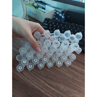 Dây 6 hộp nhựa 2ml- 3ml - 5ml - 10ml đựng màu acrylic, màu bột đảm bảo kín nước, sạch sẽ hợp vệ sinh