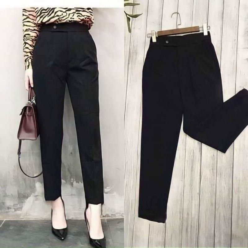 quần tây [01]công sở nữ vải tuyết mưa cúc lệch cạp nhỏ lưng cao