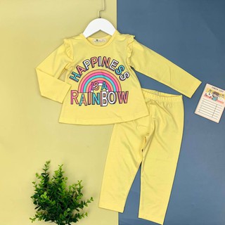 Bộ cotton bé gái hình Pony, cầu vồng Size 1-10T, chất cotton mềm, co giãn tốt