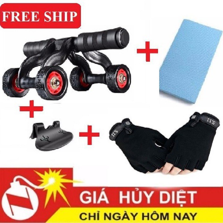 [ FREE SHIP ] Con lăn tập bụng - tặng kèm găng tay êm - SKT205