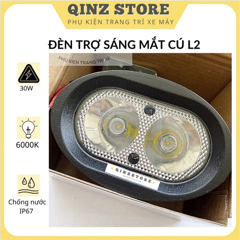 Đèn trợ sáng xe máy mắt cú L2 30w, đèn xe máy siêu sáng QINZSTORE