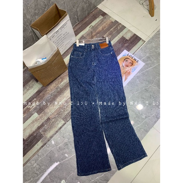 Quần bò suông mềm vải xù chuẩn tag mác