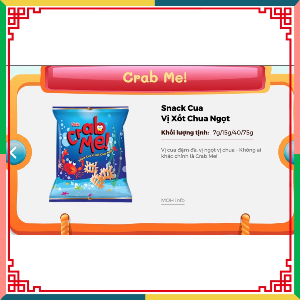 Bim Bim Snack Cua Vị Xốt Chua Ngọt Oishi 45g ( Đại lý Ngọc Toản)