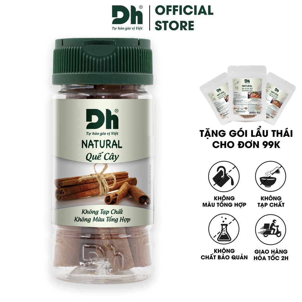 Quế cây Natural Dh Foods gia vị, hương liệu chế biến món ăn, pha chế đồ uống 20g