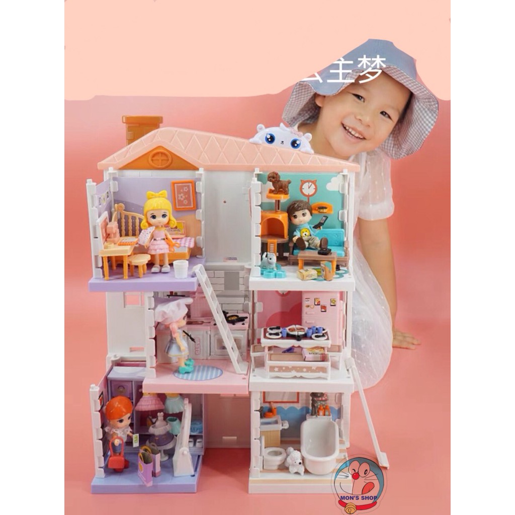 Đồ chơi ngôi nhà búp bê thông minh Little world DIY siêu đẹp