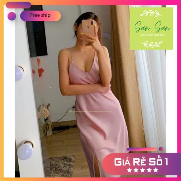 váy ngủ lụa Lụa satin - đầm ngủ lụa cao cấp -San San