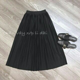 Chân váy dài xếp ly (ảnh thật)
