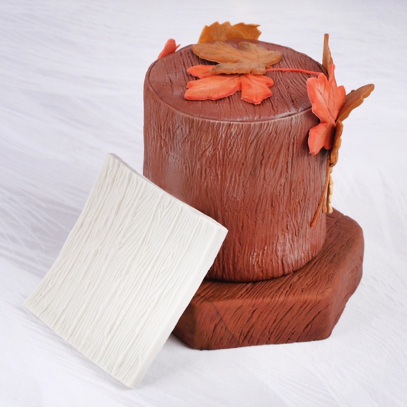 khuôn silicon vân gỗ trang trí bánh