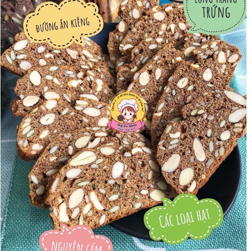 Set nguyên liệu làm bánh Biscotti ăn kiêng, Biscotti nguyên cám đủ 3 vị 500g