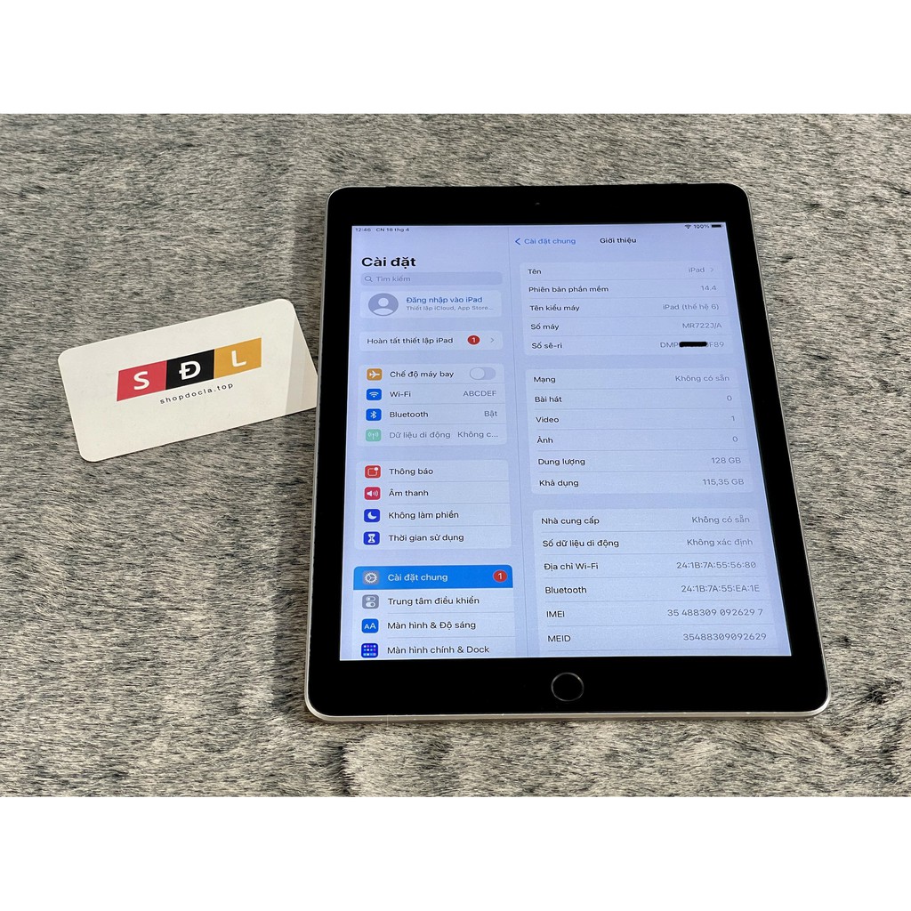 Máy tính bảng Apple iPad gen 6 (iPad 9.7 2018) 128GB 4G bản KHÔNG VÂN TAY