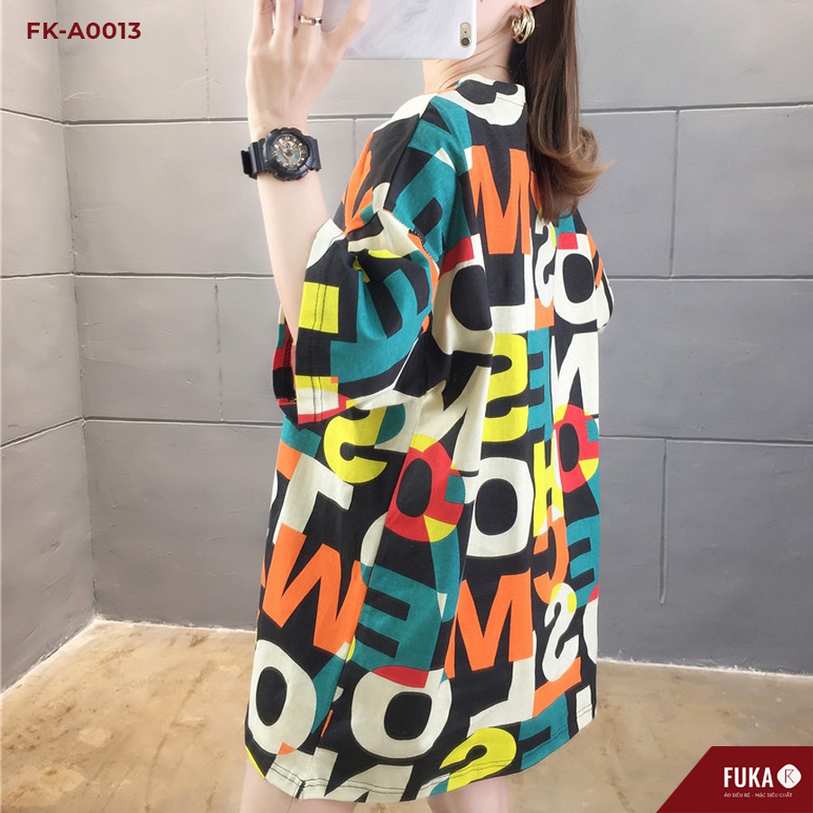 Áo thun nữ FUKA - Áo phông nữ tay lỡ chất cotton họa tiết chữ to siêu xinh