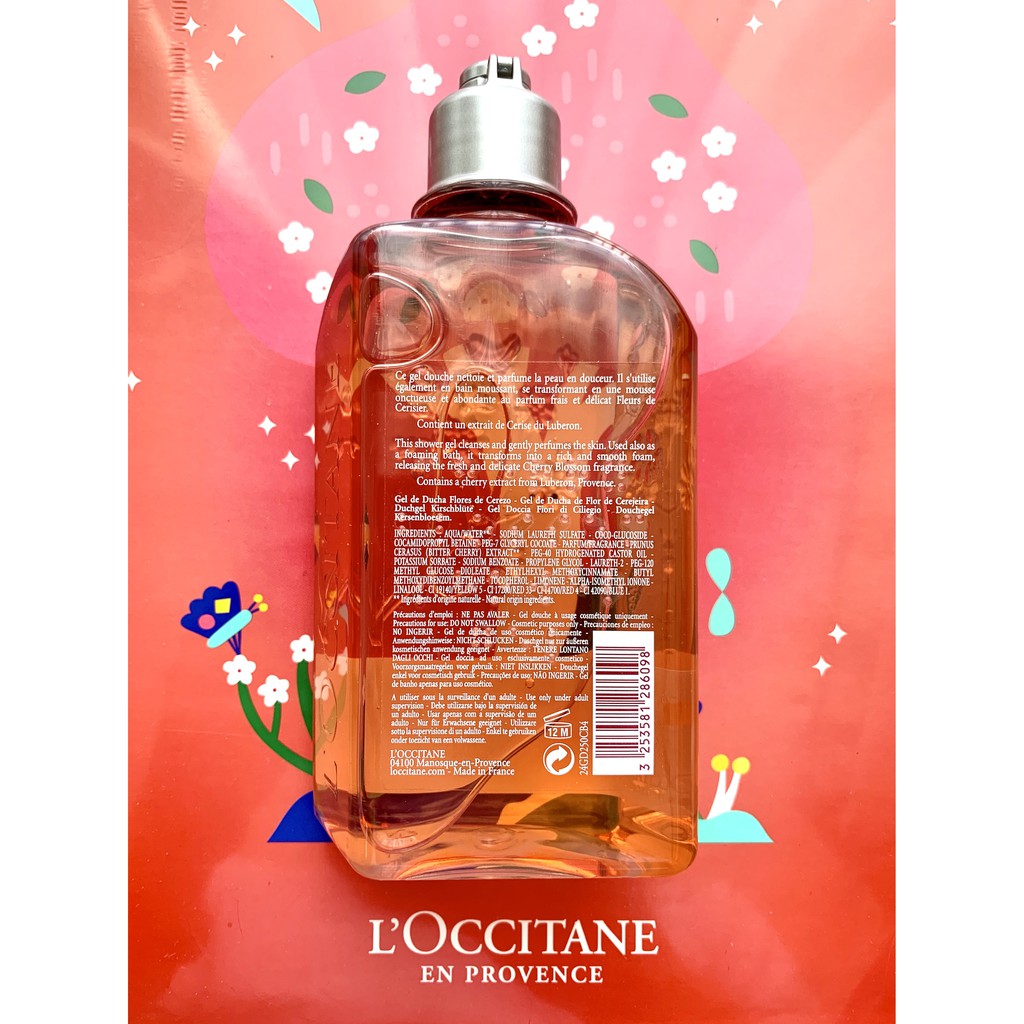 [BILL US/FR] L'Occitane Gel Tắm Hương Hoa Anh Đào Cherry Blossom Bath & Shower Gel 250ml