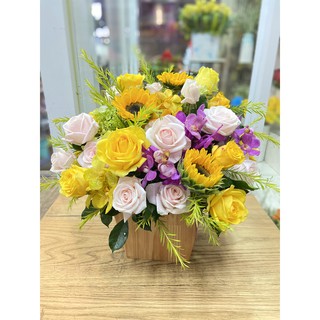 Hoa Tươi-Hộp Hoa Chúc Mừng-  giỏ hoa tặng người thân, bạn bè- Flower in a box- HOA ĐÔI