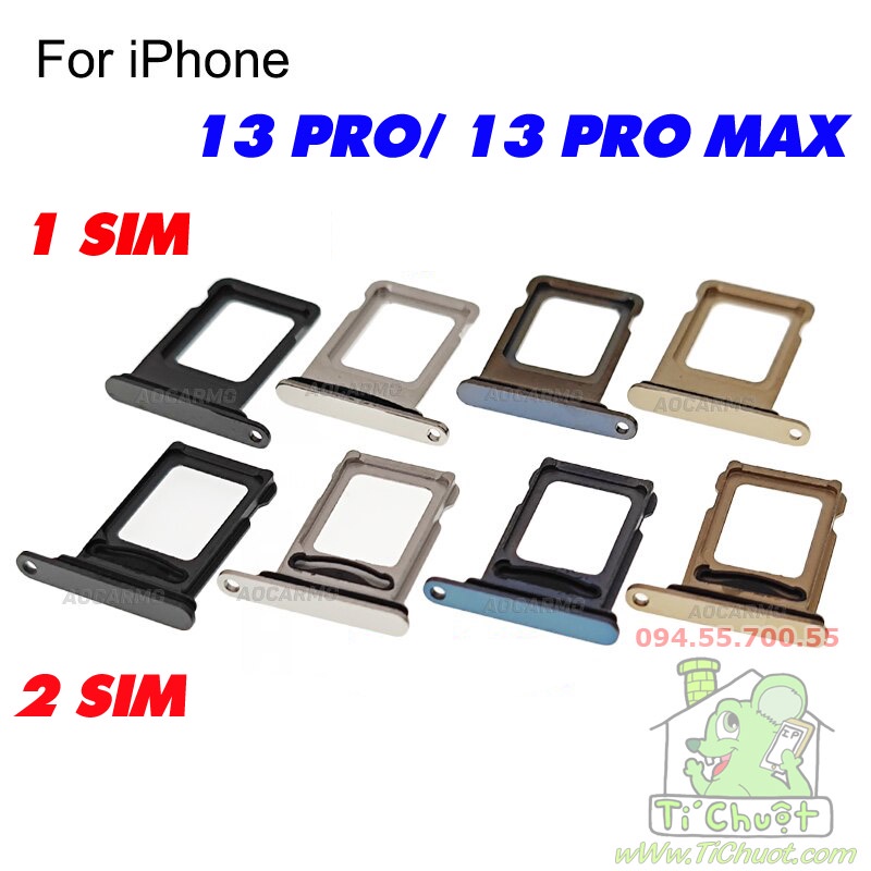 Khay Sim iPhone 13 PRO/ 13 PRO MAX bản 1 SIM/ 2 SIM ZIN có Ron Chống Nước & Lẫy Giữ Sim