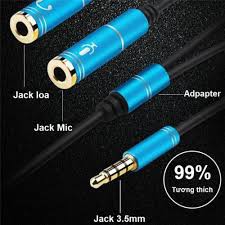 [Mã 2404EL10K giảm 10K đơn 20K] Jack chia 3.5 thành micro và phone (loại tốt- Đầu Mạ Vàng)- Dây Dài 30cm