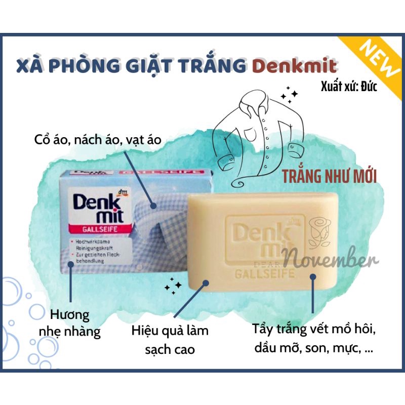 Xà phòng làm trắng sạch cổ áo sơ mi Denkmit - 100g | Chính hãng siêu thị DM | Nội địa Đức | Giá rẻ siêu tốt