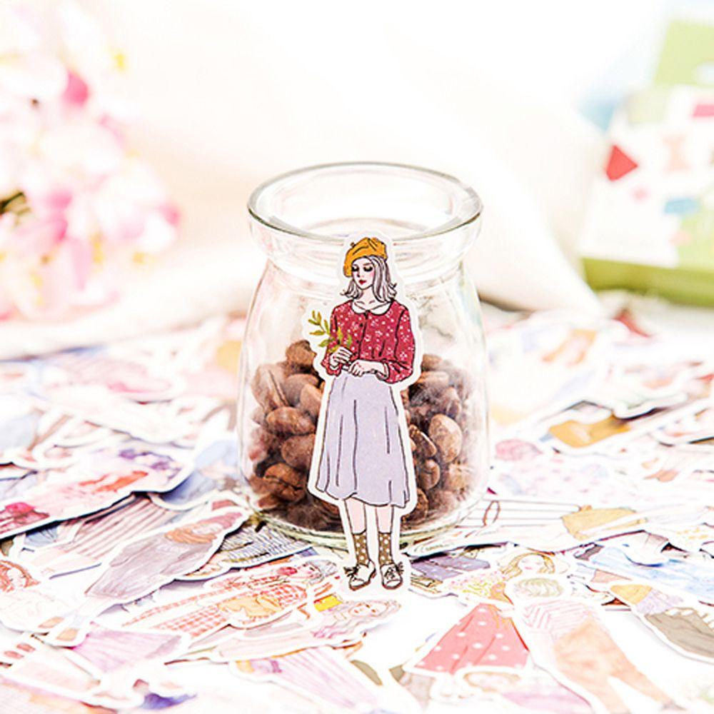 Sticker Trang Trí Sổ Tay Nhật Ký DIY Hình Cô Gái Mori Đáng Yêu