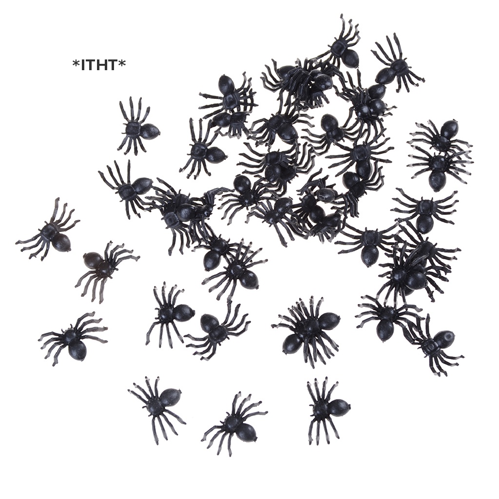 [ITHT] 50 Nhện Giả Bằng Nhựa Màu Đen Vui Nhộn Trang Trí Halloween