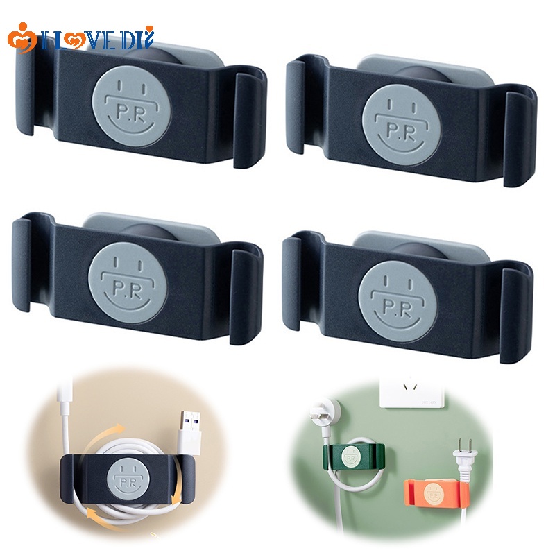 Set 4 Giá Đỡ Ổ Cắm Điện Không Cần Khoan Xoay 360 Độ Bằng Nhựa ABS