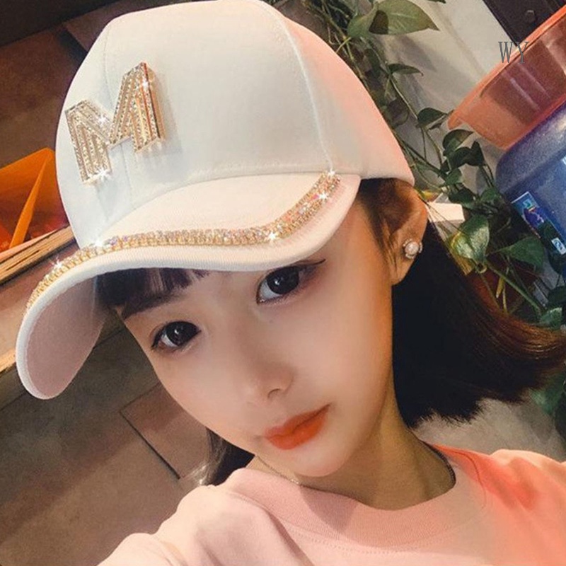 Mũ Lưỡi Trai Đính Đá Họa Tiết Chữ M Phong Cách Thể Thao Thời Trang Mùa Hè Cho Nữ